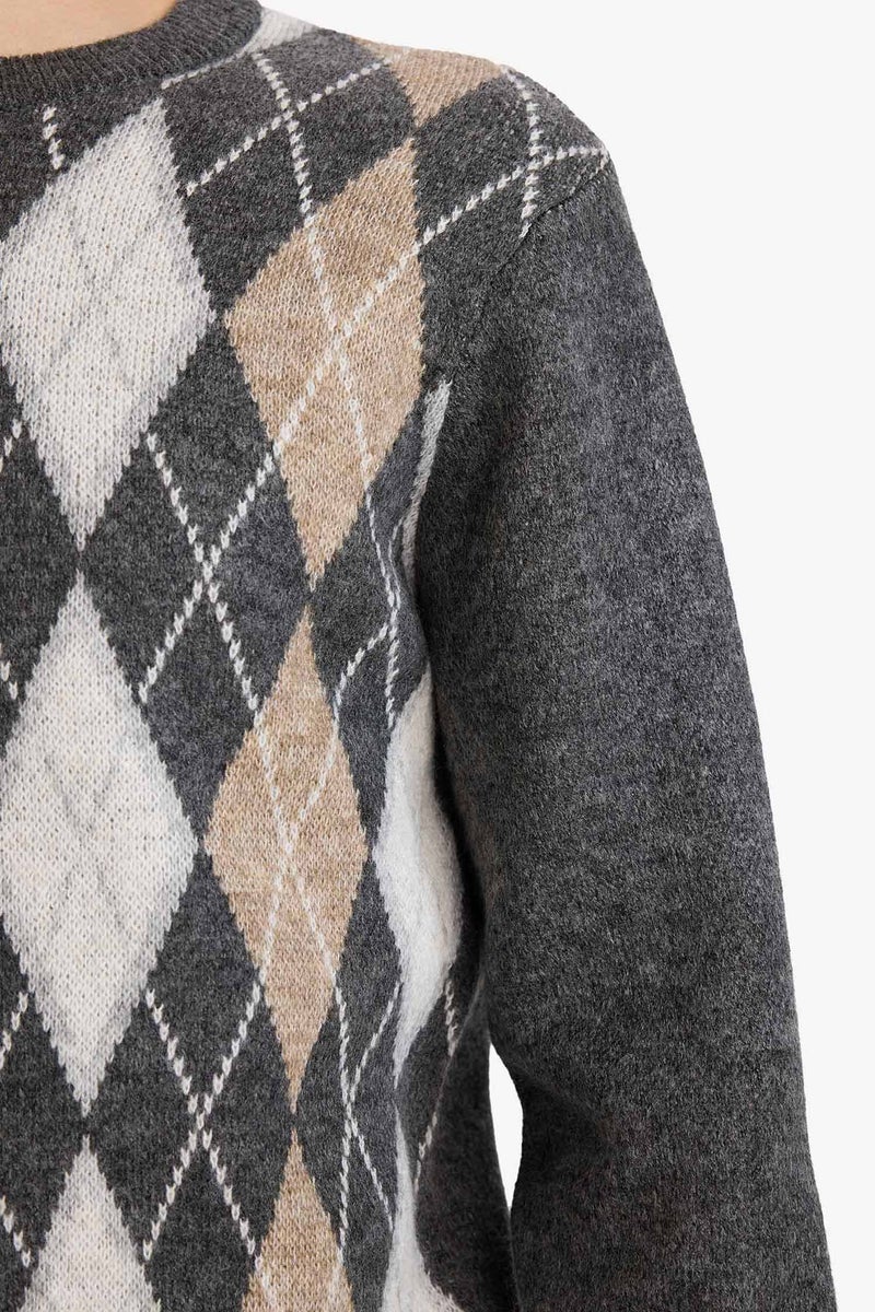 DeFacto Grey Man Standard Fit Knitwear Pullover Casual - Image 4